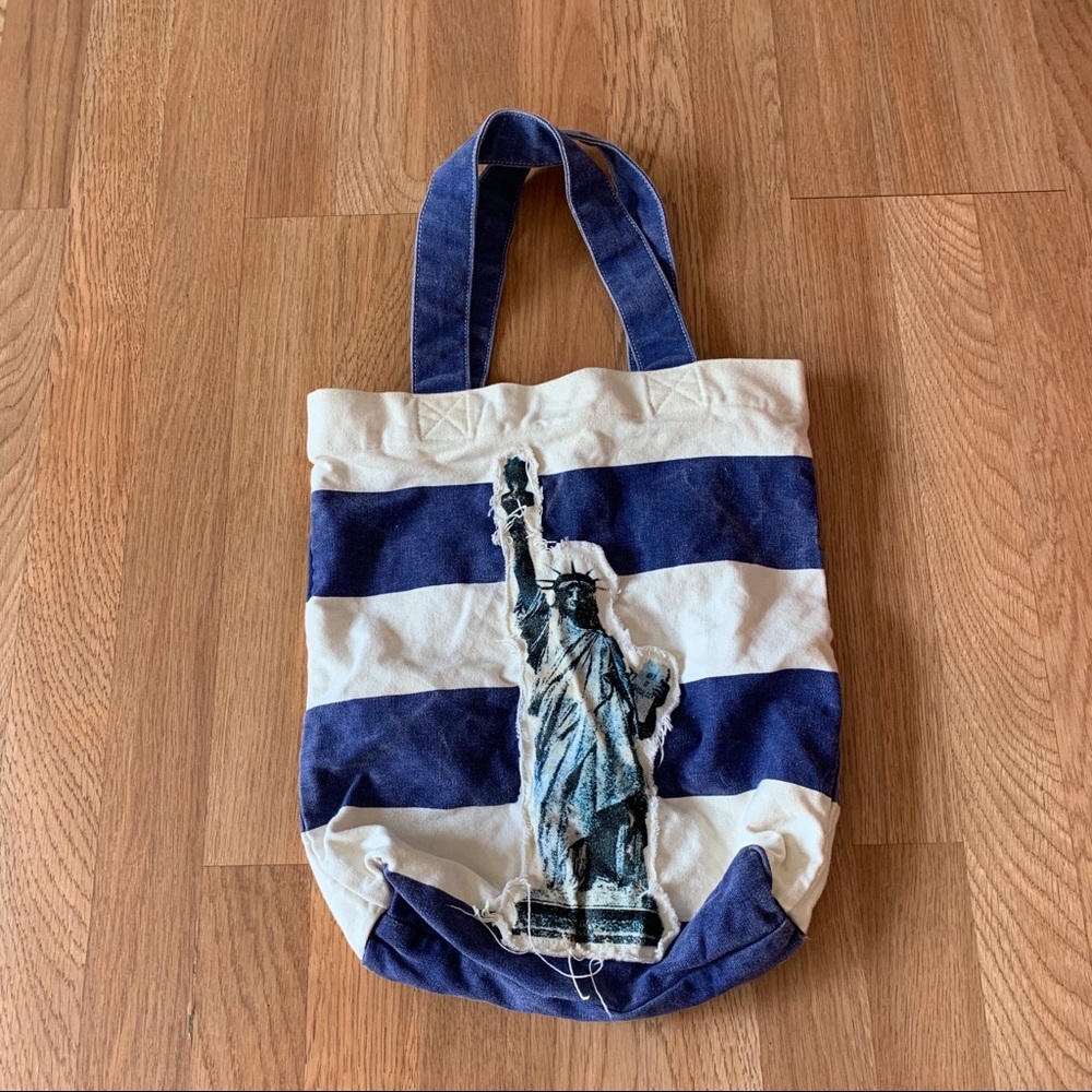 NYC Striped Canvas Tote Bag